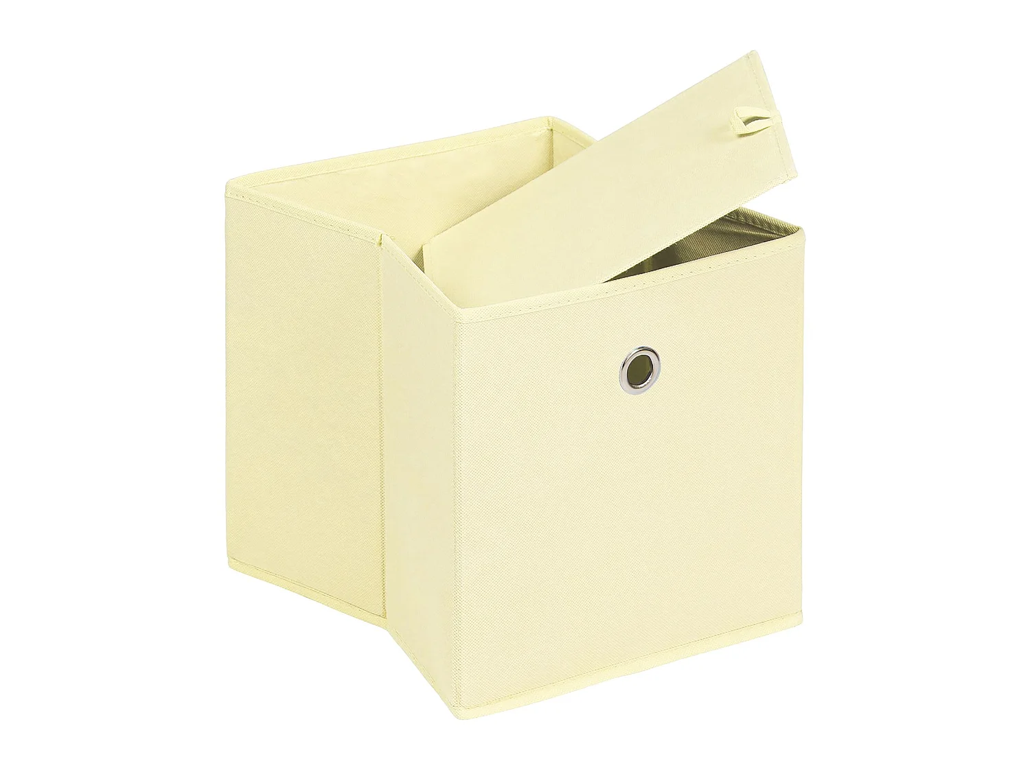 Lot de 2 boites en tissu beige ELA boîte de rangement ouverte avec poignée dim 27 x 27x x27 cm, pour linge jouets vêtements