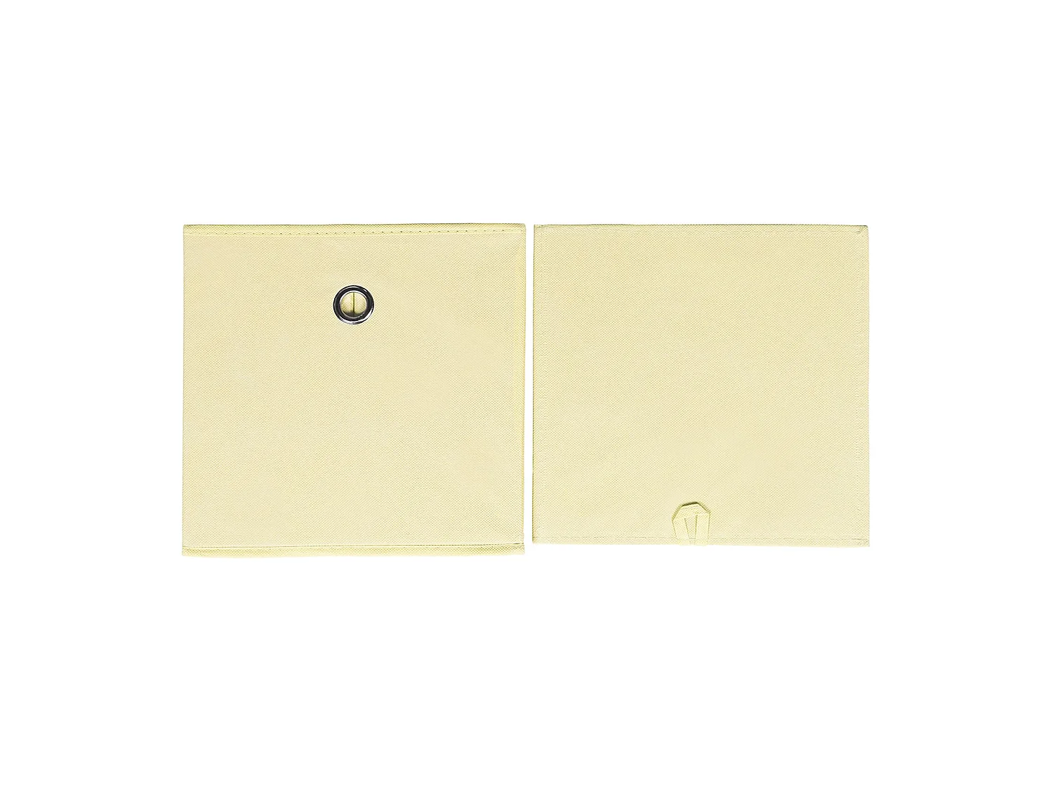 Lot de 2 boites en tissu beige ELA boîte de rangement ouverte avec poignée dim 27 x 27x x27 cm, pour linge jouets vêtements