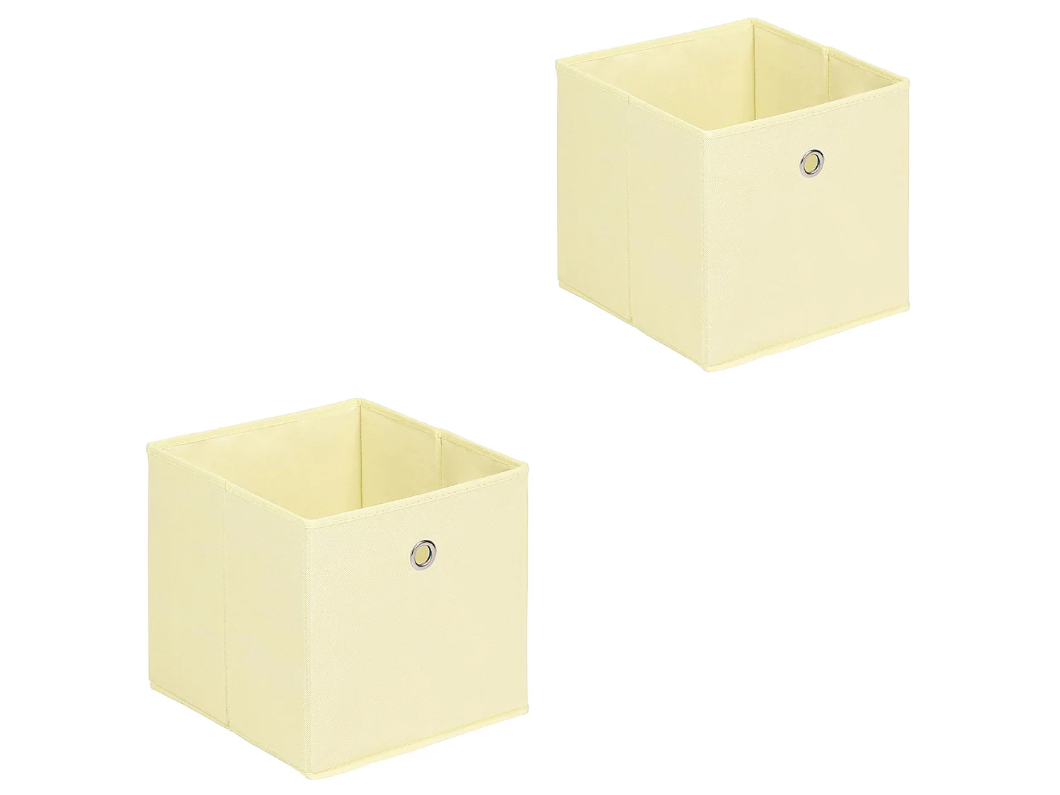 Lot de 2 boites en tissu beige ELA boîte de rangement ouverte avec poignée dim 27 x 27x x27 cm, pour linge jouets vêtements