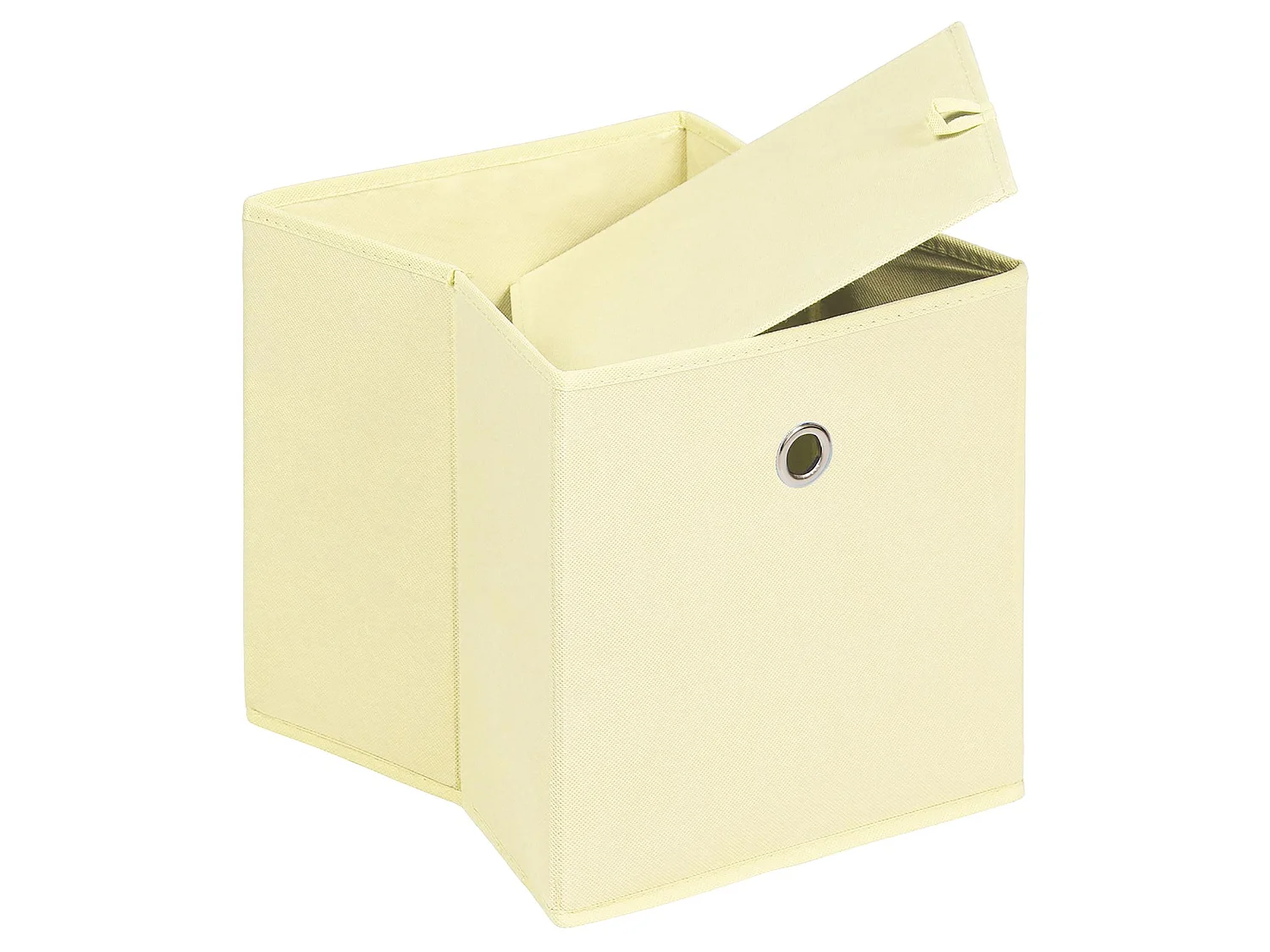 Lot de 2 boites en tissu beige ELA boîte de rangement ouverte avec poignée dim 27 x 27x x27 cm, pour linge jouets vêtements