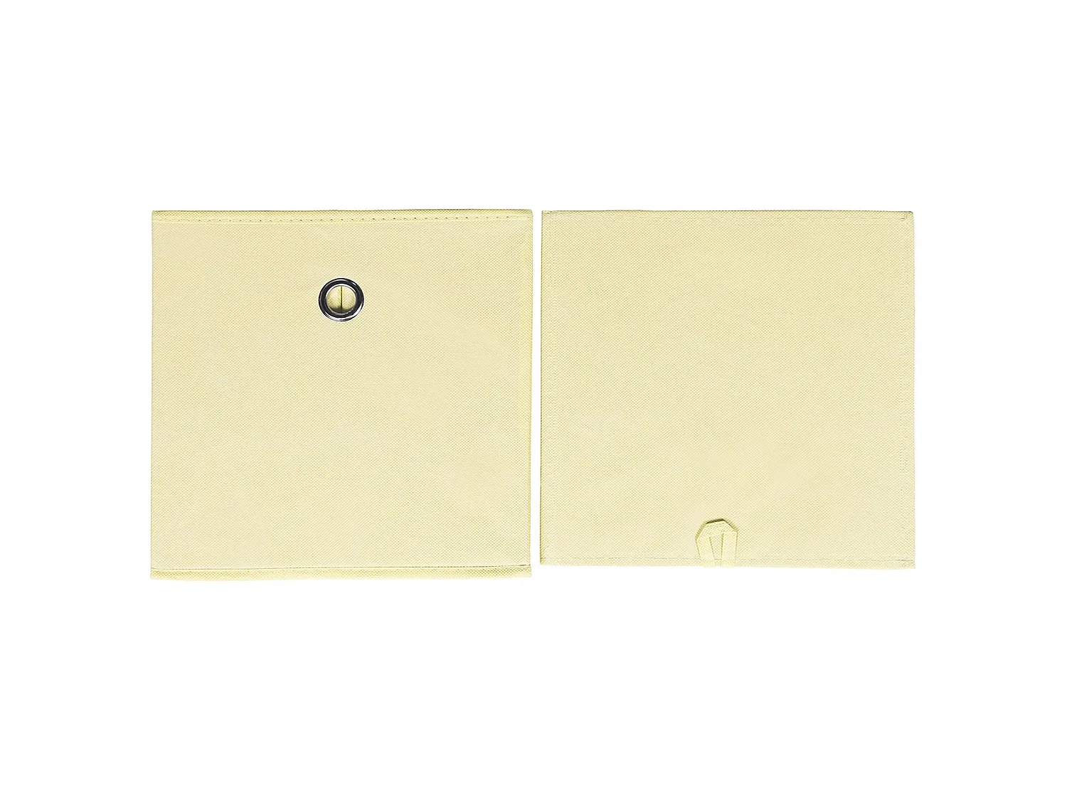 Lot de 2 boites en tissu beige ELA boîte de rangement ouverte avec poignée dim 27 x 27x x27 cm, pour linge jouets vêtements