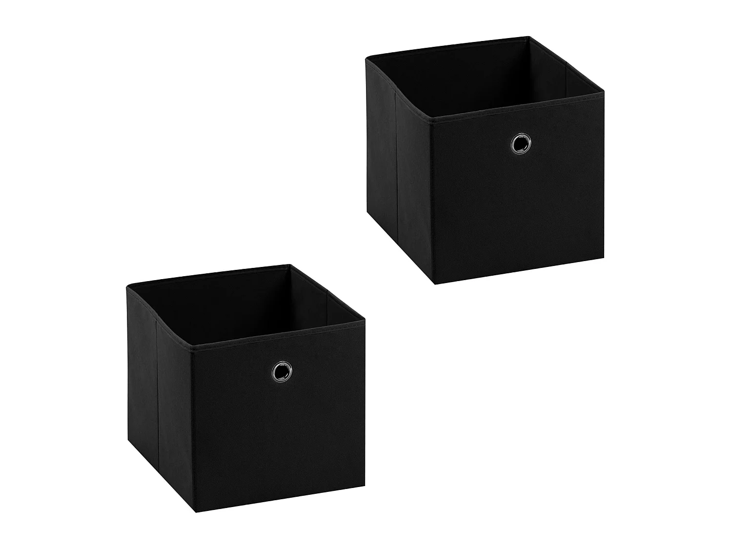 Lot de 2 boites en tissu noir ELA boîte de rangement ouverte avec poignée dim 27 x 27 x 27 cm, pour linge jouets vêtements