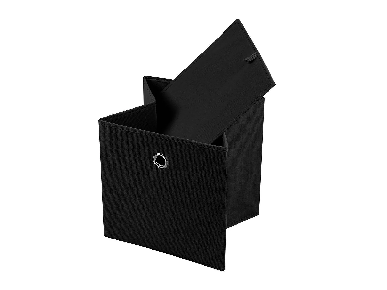 Lot de 2 boites en tissu noir ELA boîte de rangement ouverte avec poignée dim 27 x 27 x 27 cm, pour linge jouets vêtements