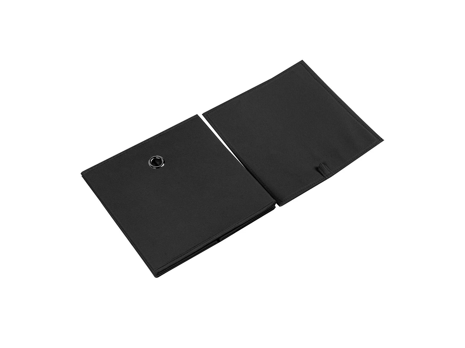 Lot de 2 boites en tissu noir ELA boîte de rangement ouverte avec poignée dim 27 x 27 x 27 cm, pour linge jouets vêtements