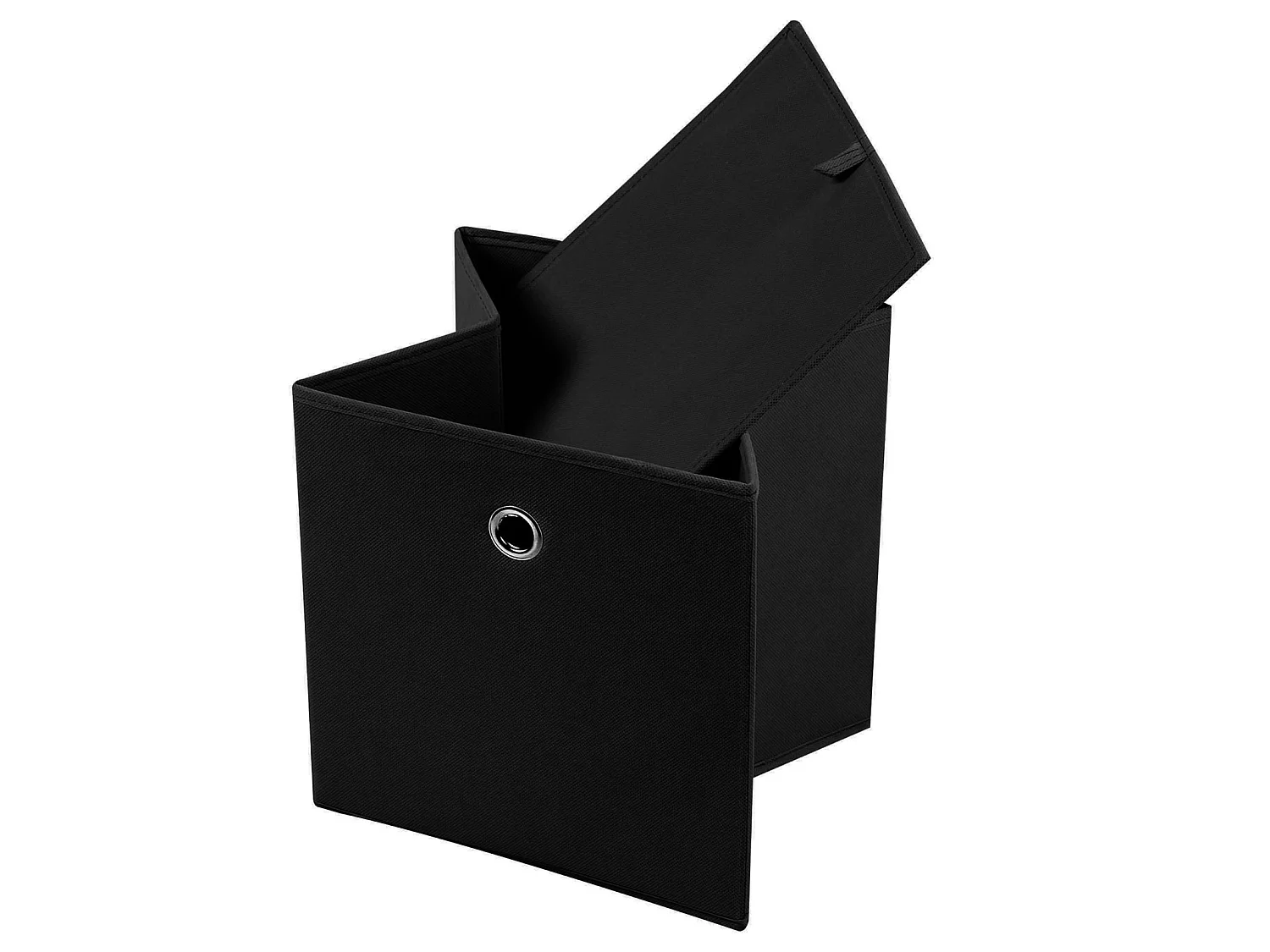 Lot de 2 boites en tissu noir ELA boîte de rangement ouverte avec poignée dim 27 x 27 x 27 cm, pour linge jouets vêtements