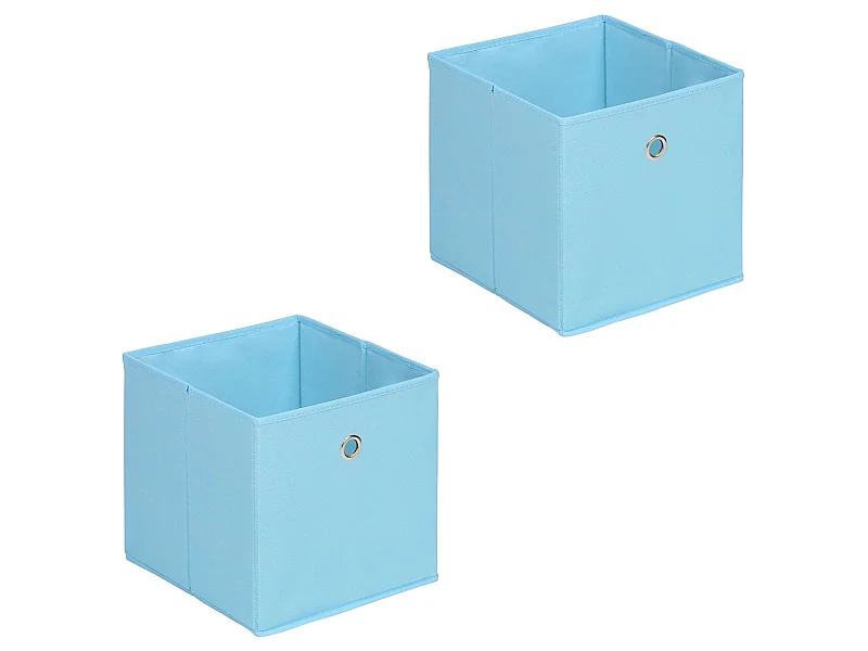 Lot de 2 boites en tissu bleu clair ELA boîte de rangement ouverte avec poignée dim 27 x 27 x 27 cm, pour linge jouets vêtements