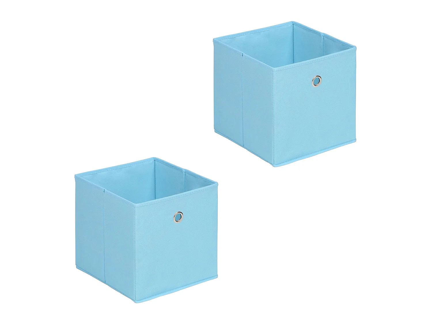 Lot de 2 boites en tissu bleu clair ELA boîte de rangement ouverte avec poignée dim 27 x 27 x 27 cm, pour linge jouets vêtements