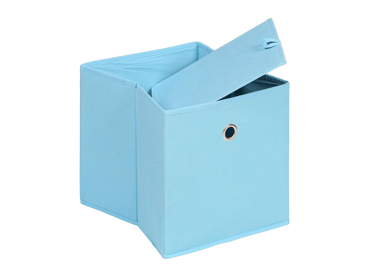 Lot de 2 boites en tissu bleu clair ELA boîte de rangement ouverte avec poignée dim 27 x 27 x 27 cm, pour linge jouets vêtements