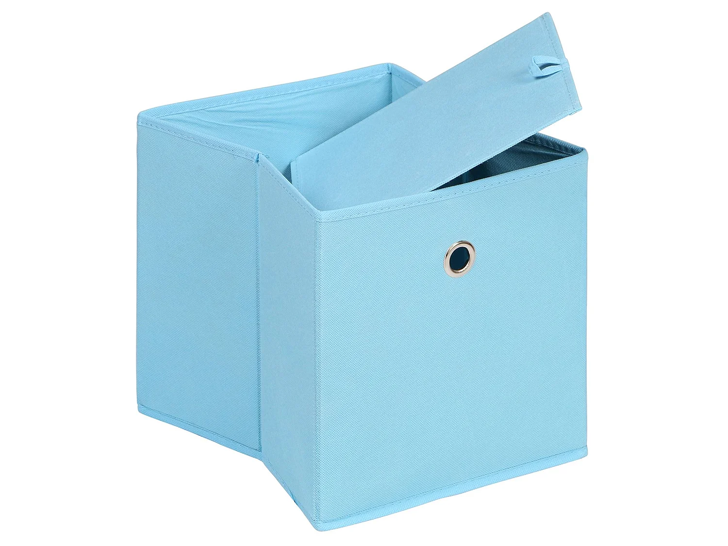 Lot de 2 boites en tissu bleu clair ELA boîte de rangement ouverte avec poignée dim 27 x 27 x 27 cm, pour linge jouets vêtements