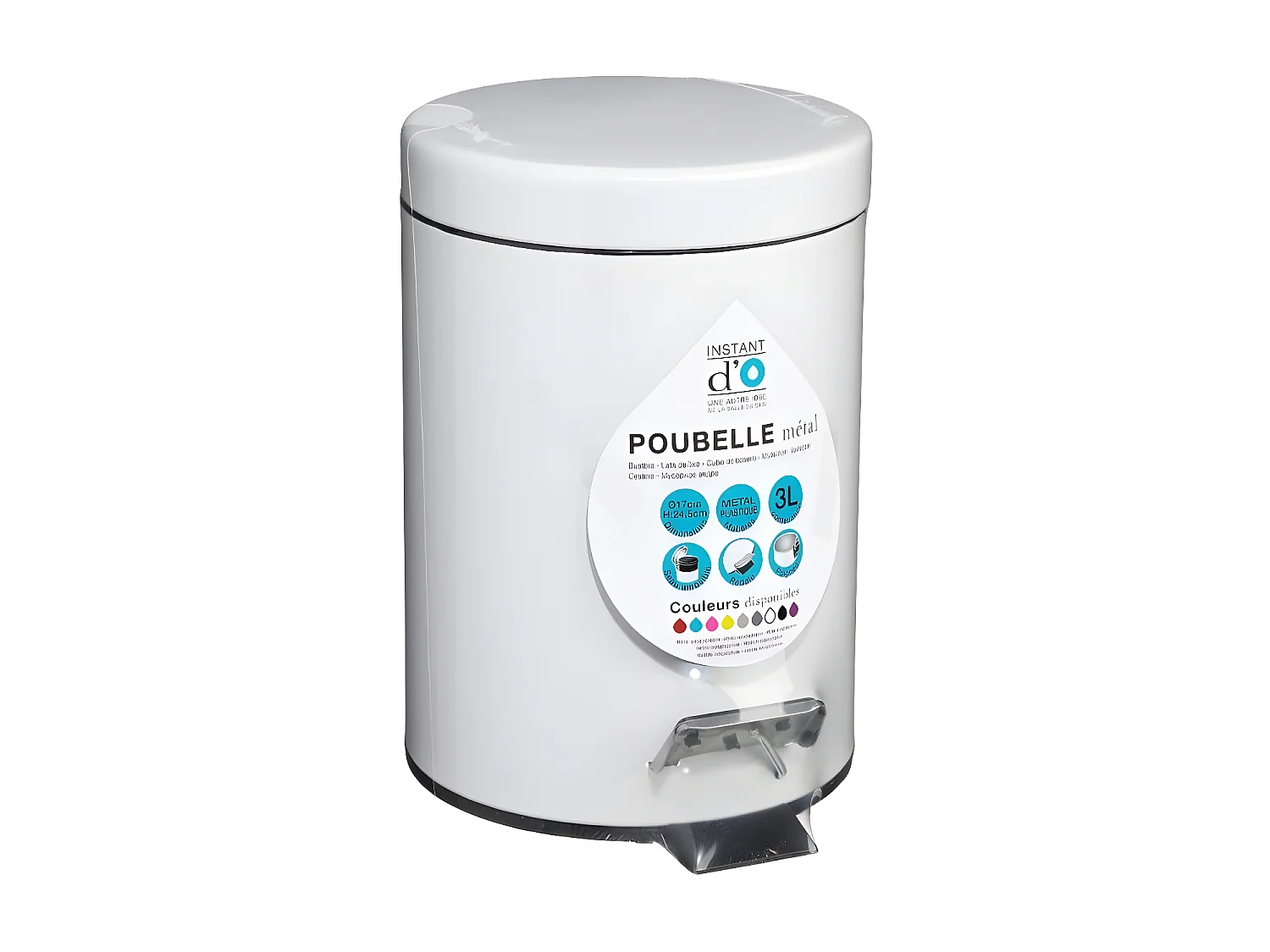 Poubelle de salle de bain en métal Blanc 3 L