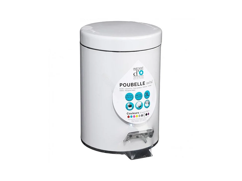 Poubelle de salle de bain en métal Blanc 3 L