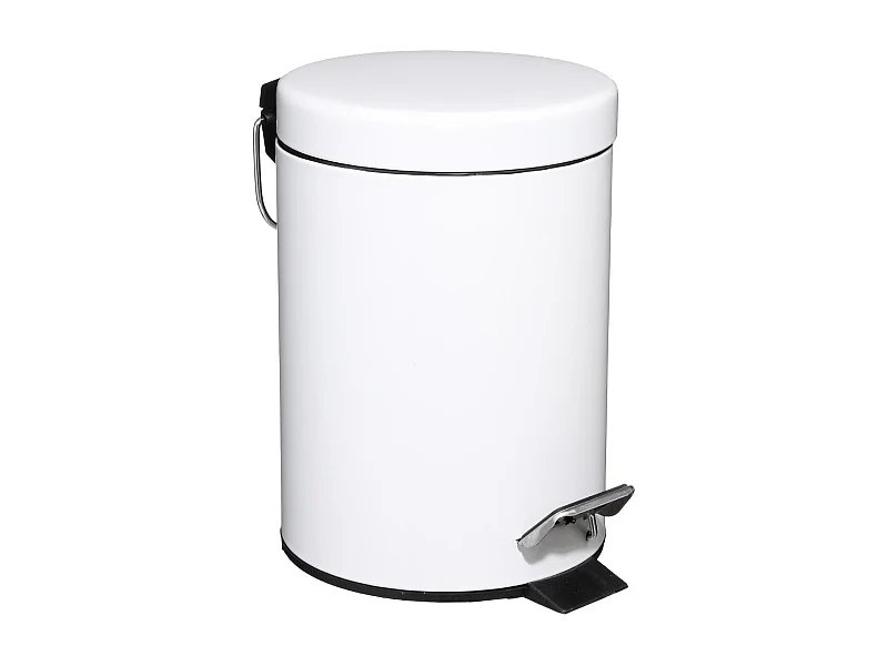 Badmülleimer aus Weißem Metall 3 L mit Pedal und Herausnehmbarem Eimer