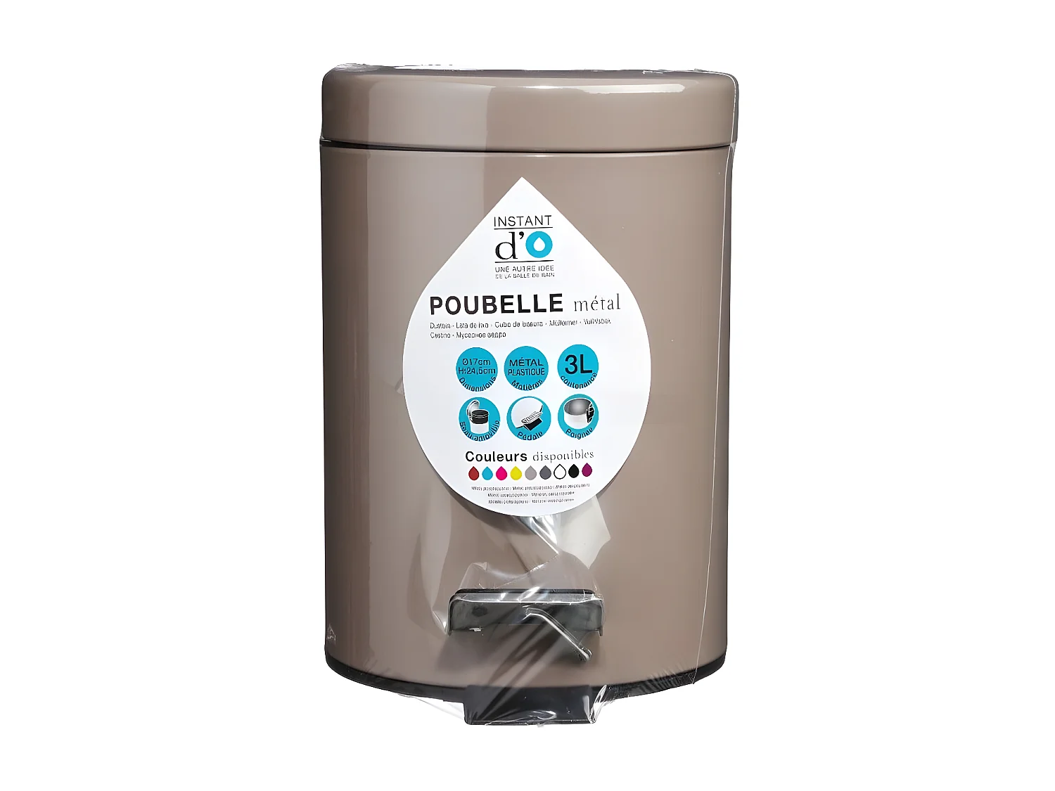 Poubelle de salle de bain en métal Taupe 3 L