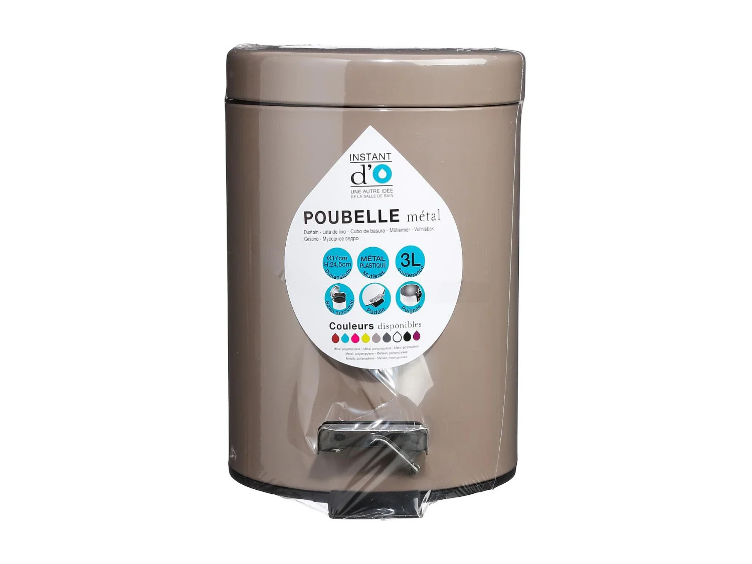 Kosz na śmieci łazienkowy z pedałem, metalowy, 3 l, kolor beżowy
