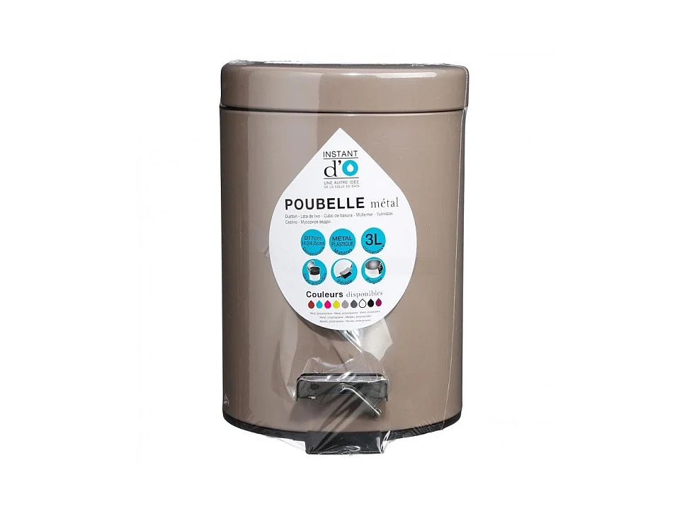 Poubelle de salle de bain en métal Taupe 3 L