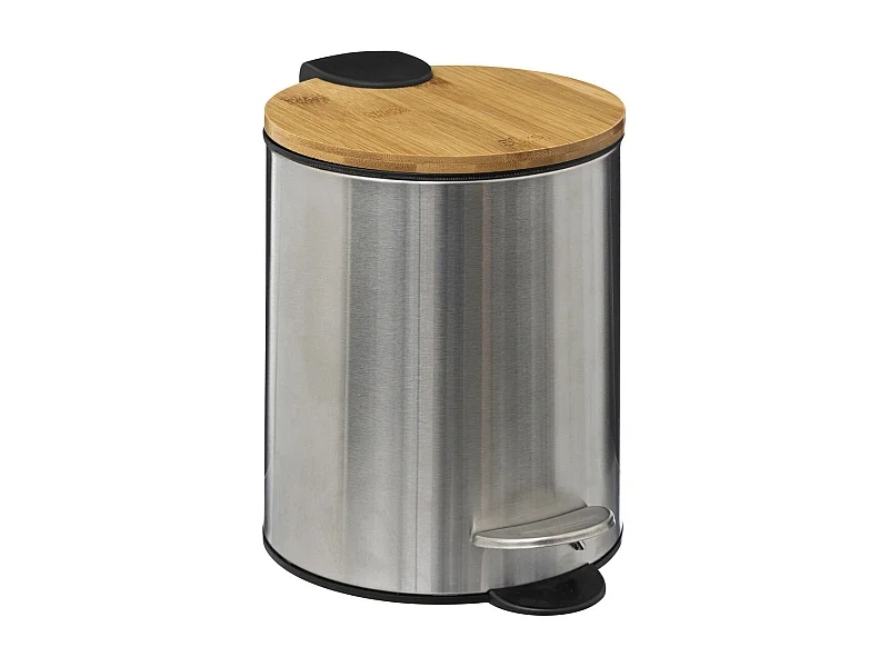 Poubelle de salle de bain en Inox et Bambou Soft Close 3 L
