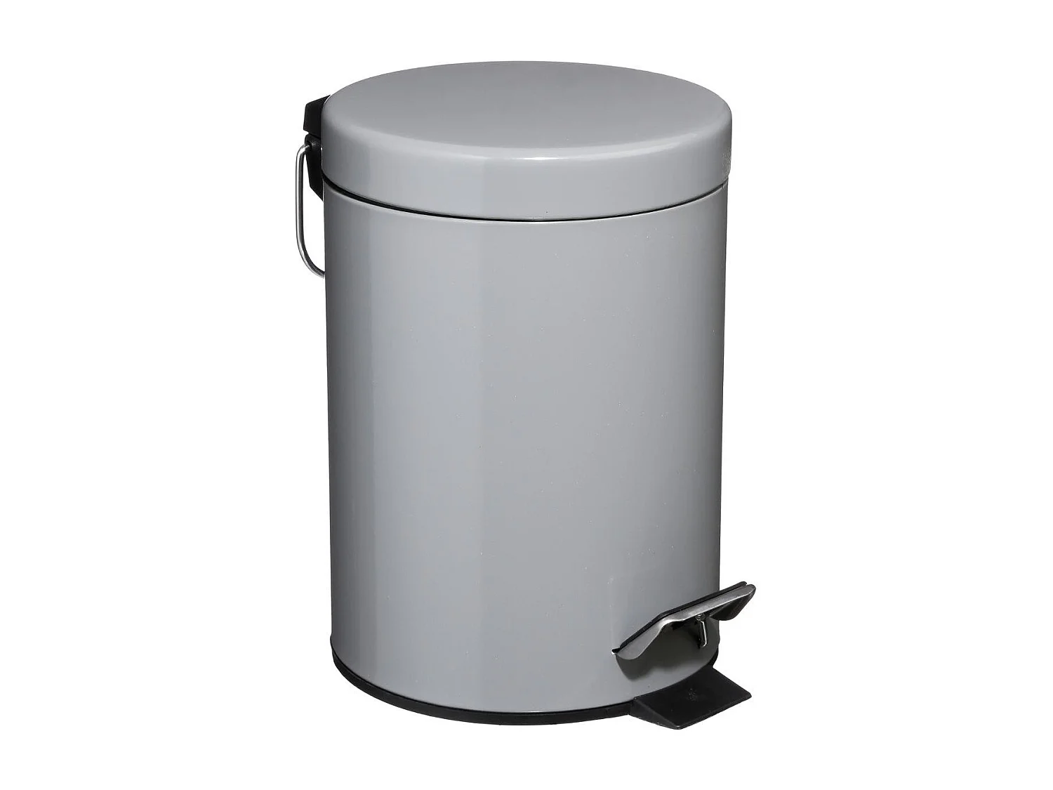 Badmülleimer aus Grauem Metall 3L - Pedal und Herausnehmbarer Eimer