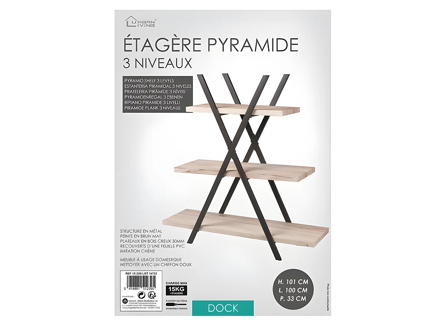 Etagère pyramide 3 étages Dock
