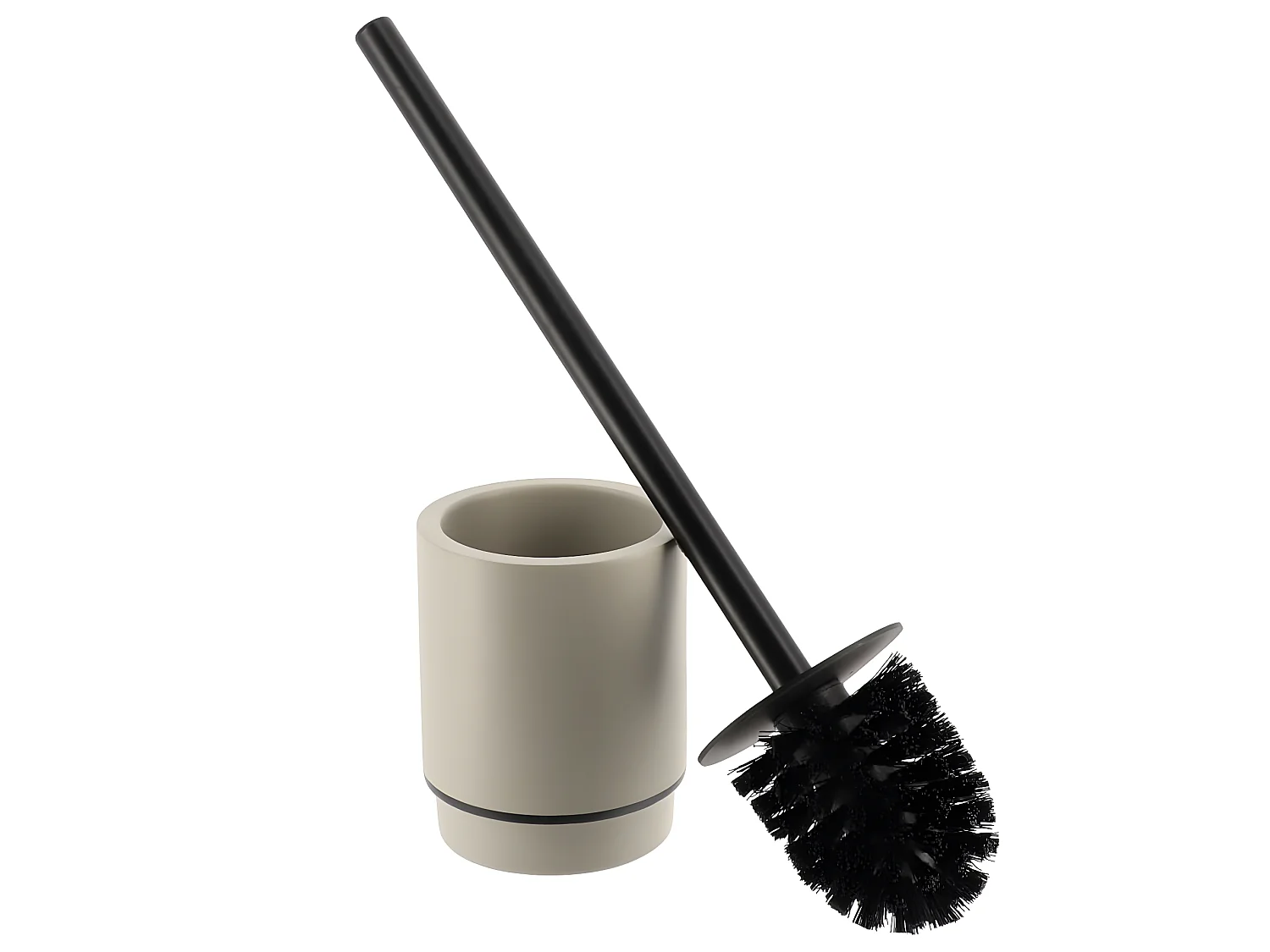 Brosse WC avec support en résine Beige ficelle et Noir