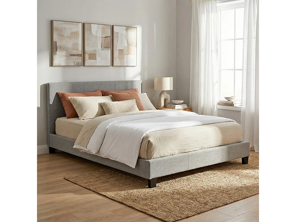 Lit DUBLIN 160x200 + 1 sommier / Gris clair