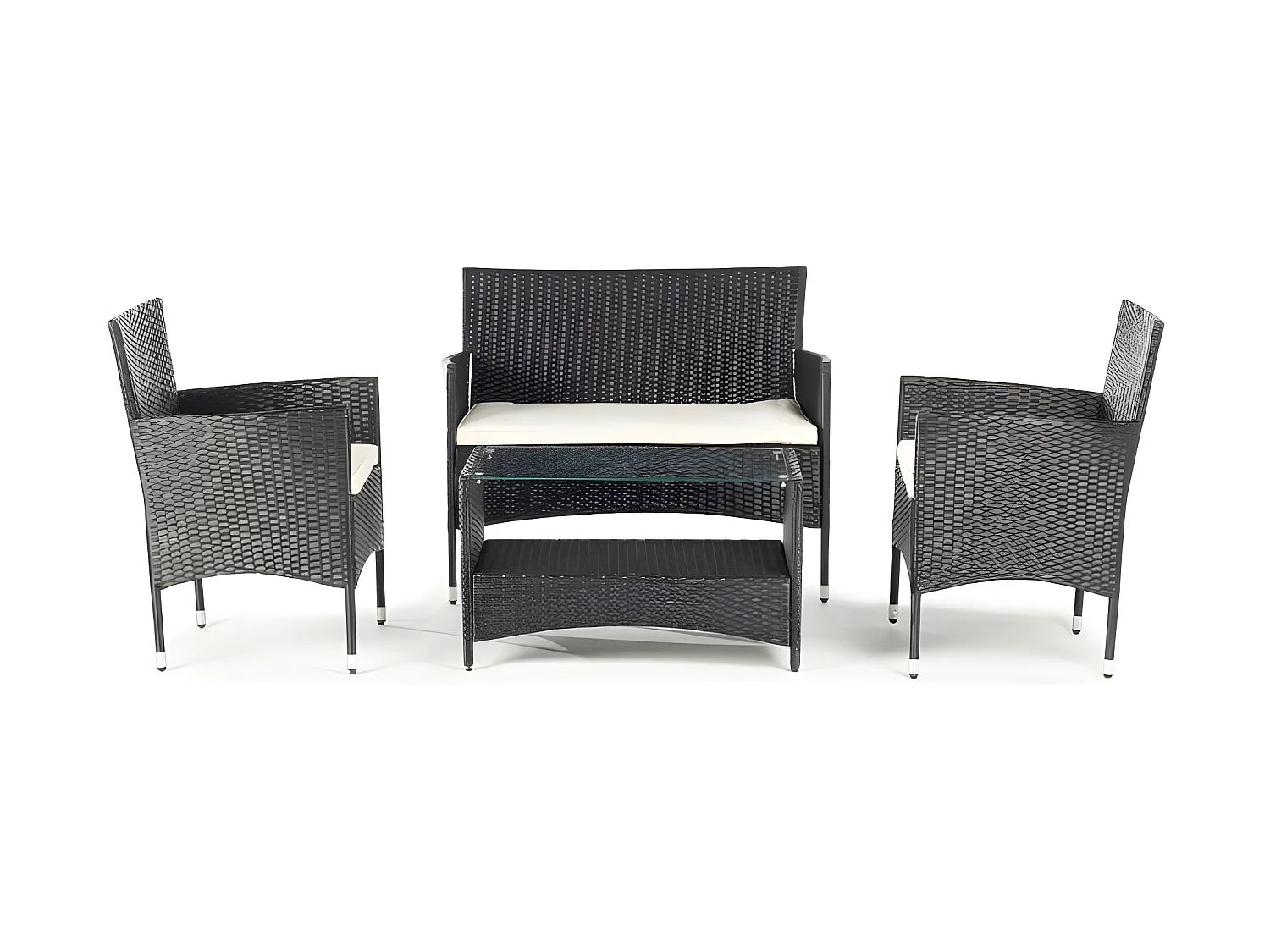 Set di Divani da Giardino Washington 4 Posti Nero Kiefergarden