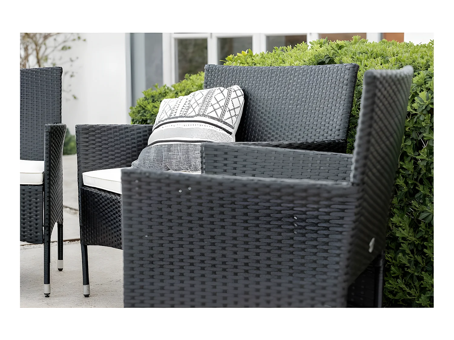 Set di Divani da Giardino Washington 4 Posti Nero Kiefergarden