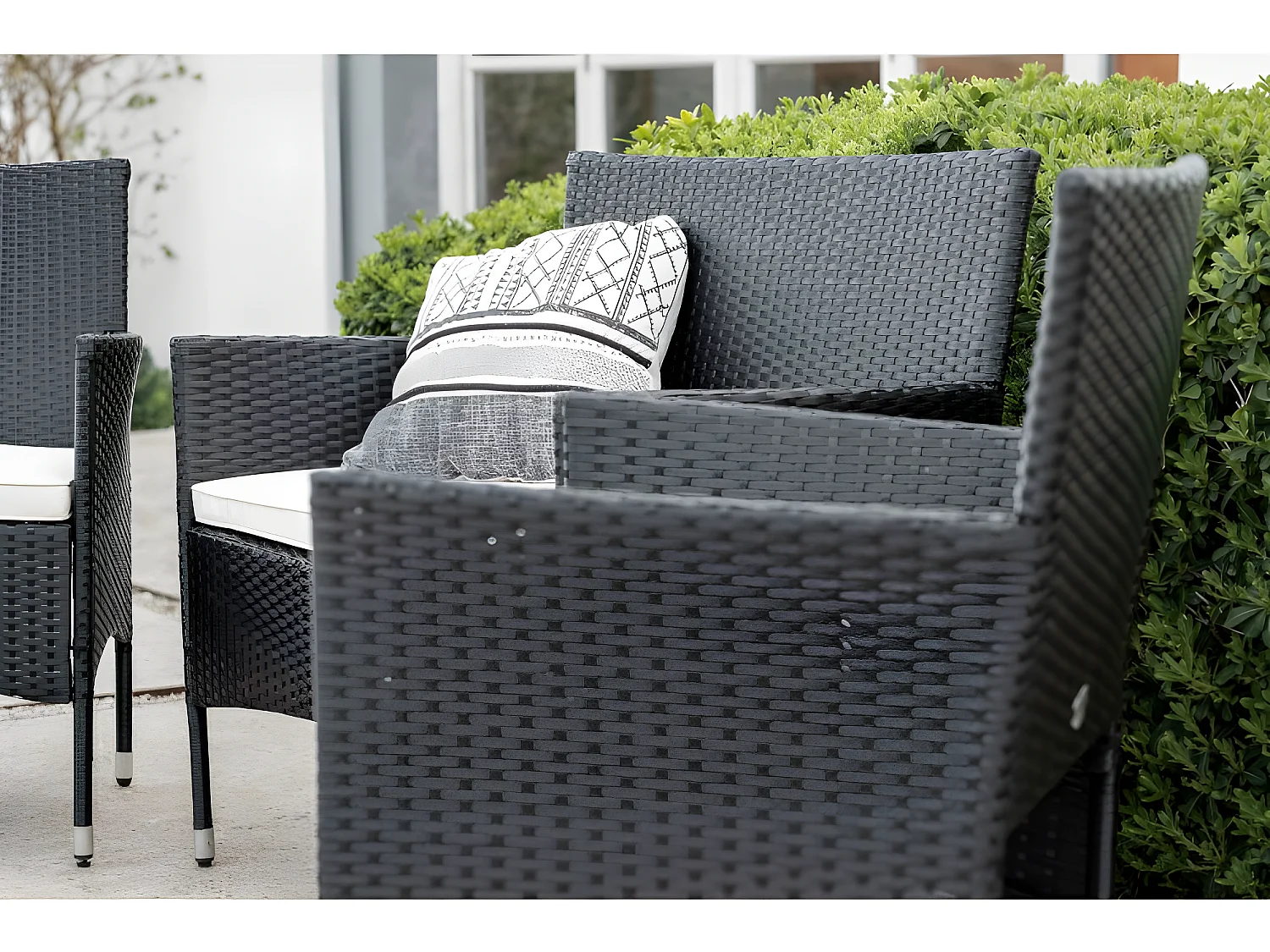 Set di Divani da Giardino Washington 4 Posti Nero Kiefergarden