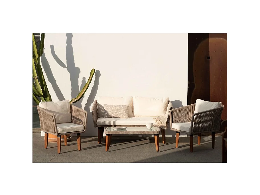 Set di Divani da Giardino Melbourne 5 Posti Beige Kiefergarden