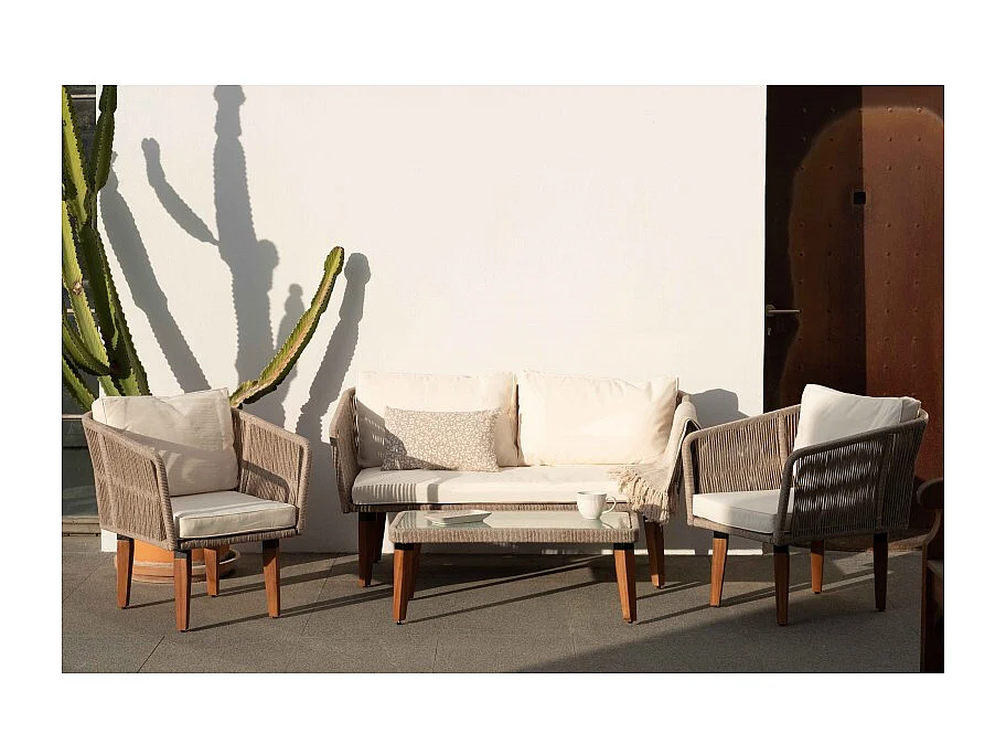 Set di Divani da Giardino Melbourne 5 Posti Beige Kiefergarden