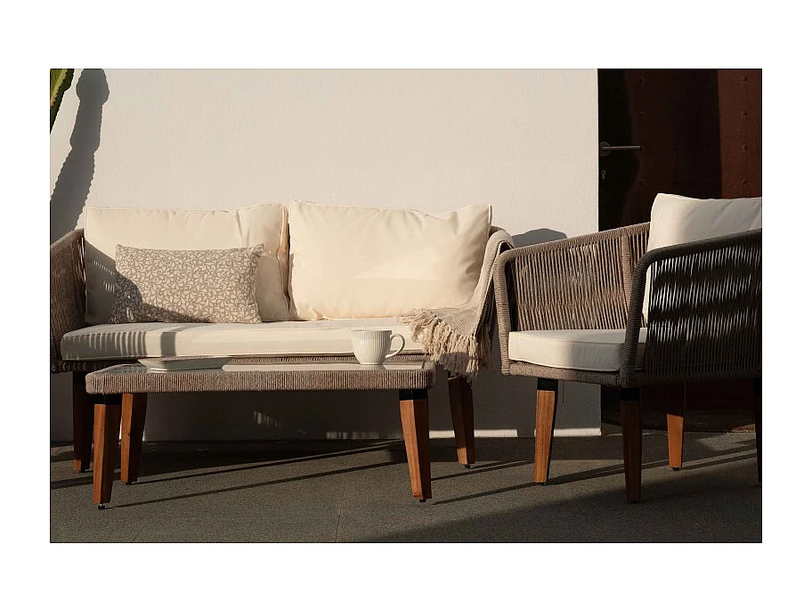 Set di Divani da Giardino Melbourne 5 Posti Beige Kiefergarden