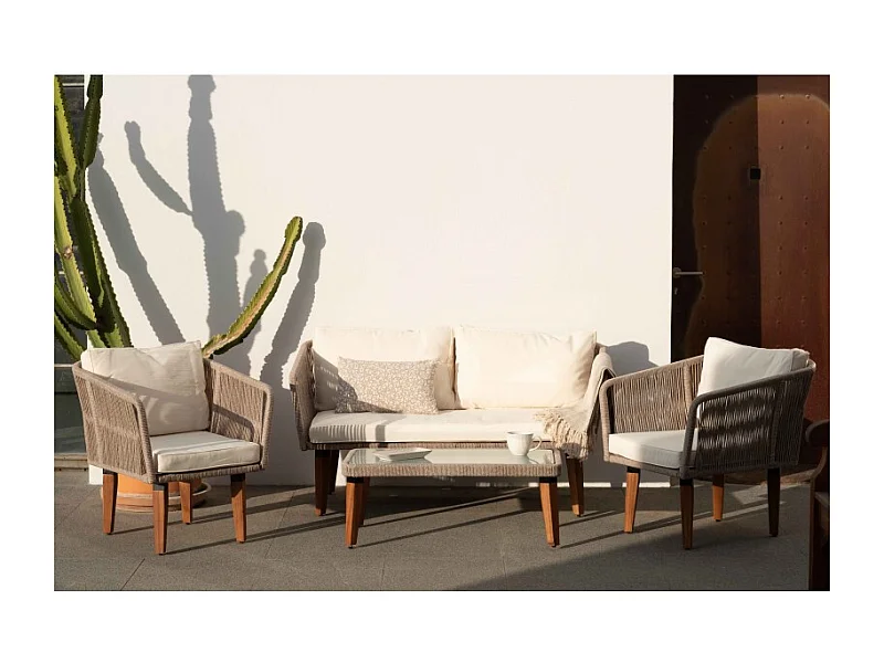 Set di Divani da Giardino Melbourne 5 Posti Beige Kiefergarden