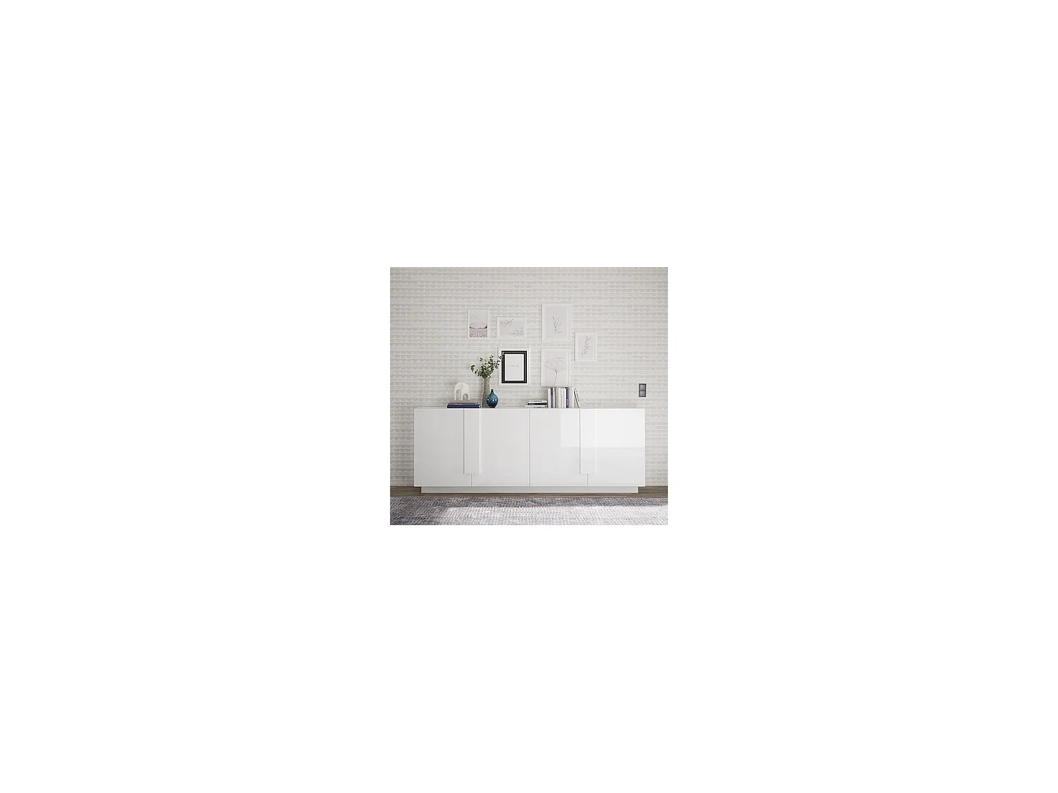 Buffet 4 portes JUPITER blanc laqué brillant 241 cm
