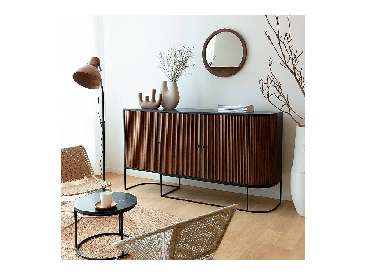 Buffet arrondi en bois de manguier et métal Ysé