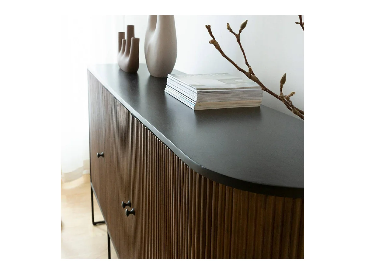 Buffet arrondi en bois de manguier et métal Ysé