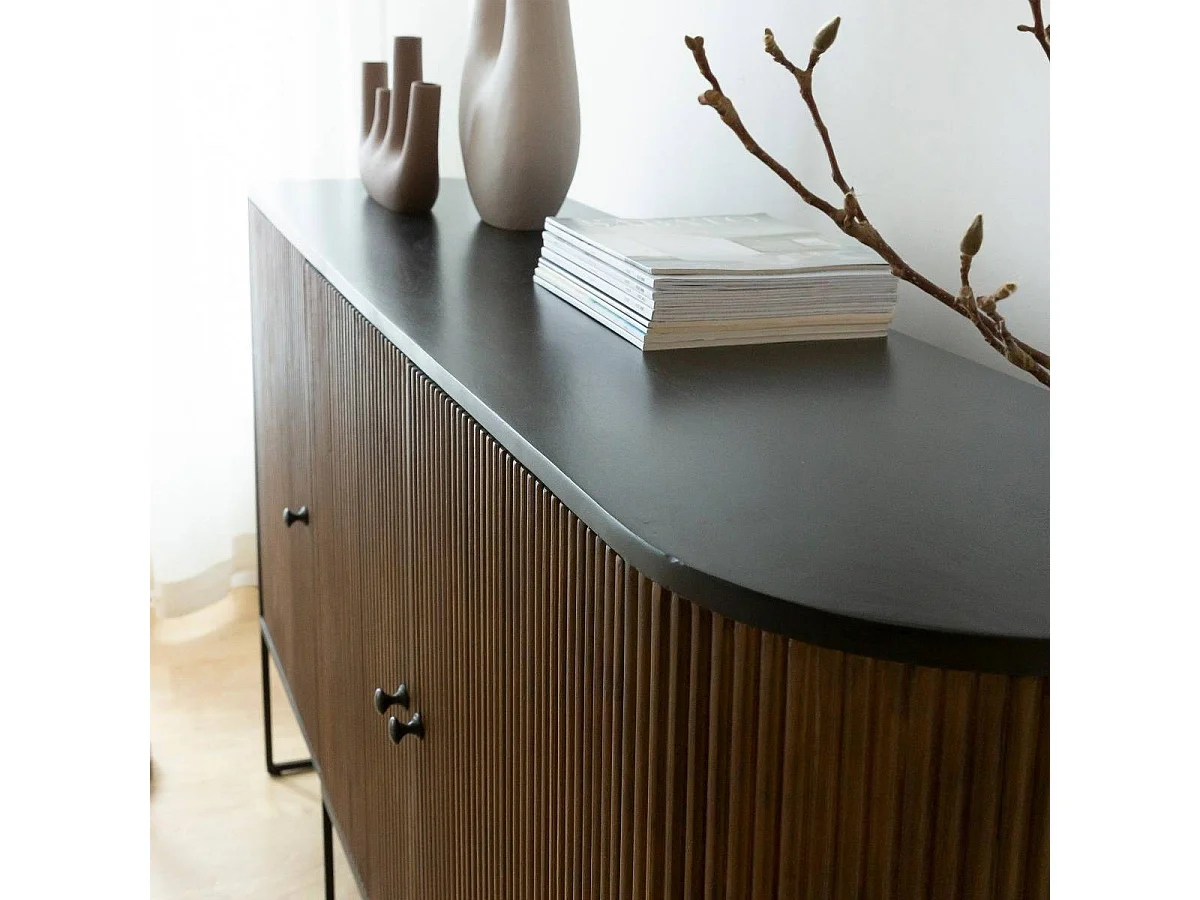 Buffet arrondi en bois de manguier et métal Ysé