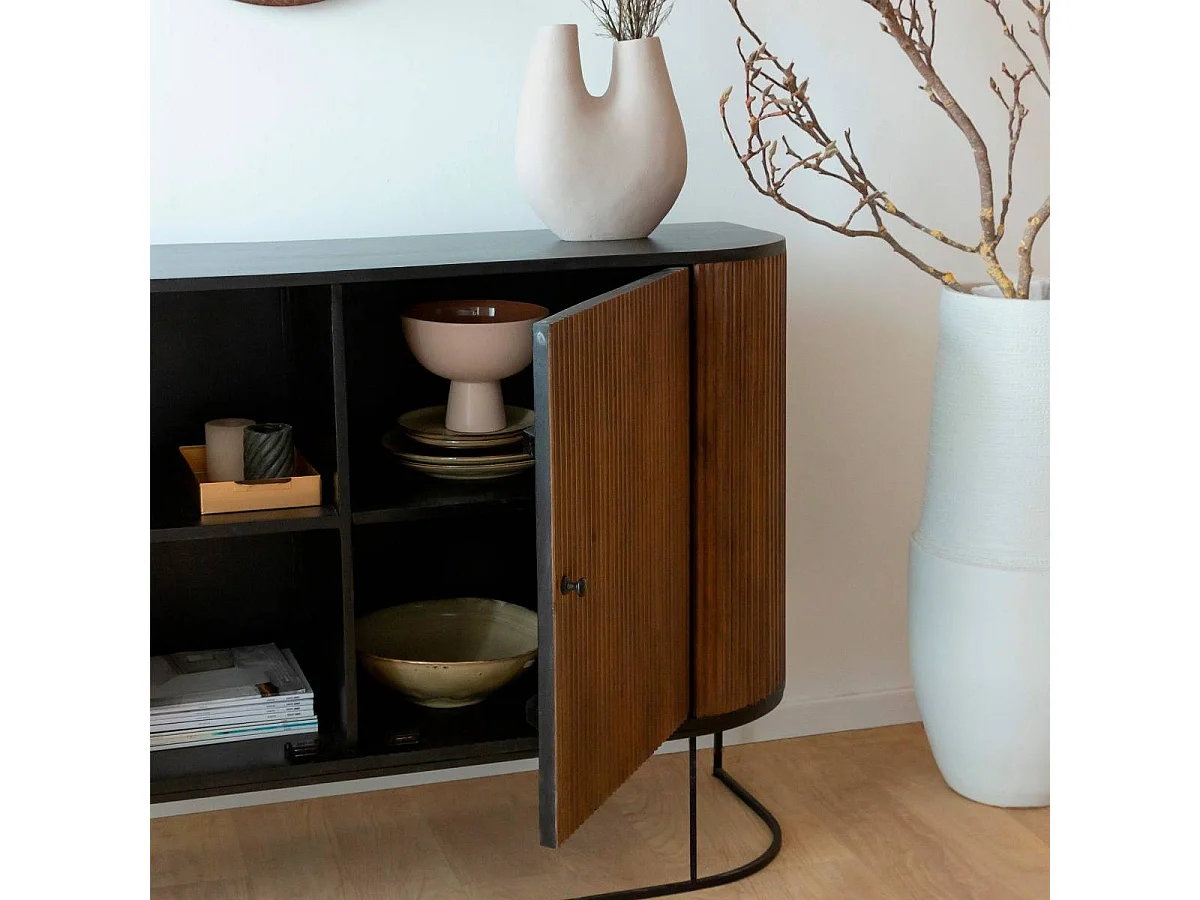 Buffet arrondi en bois de manguier et métal Ysé