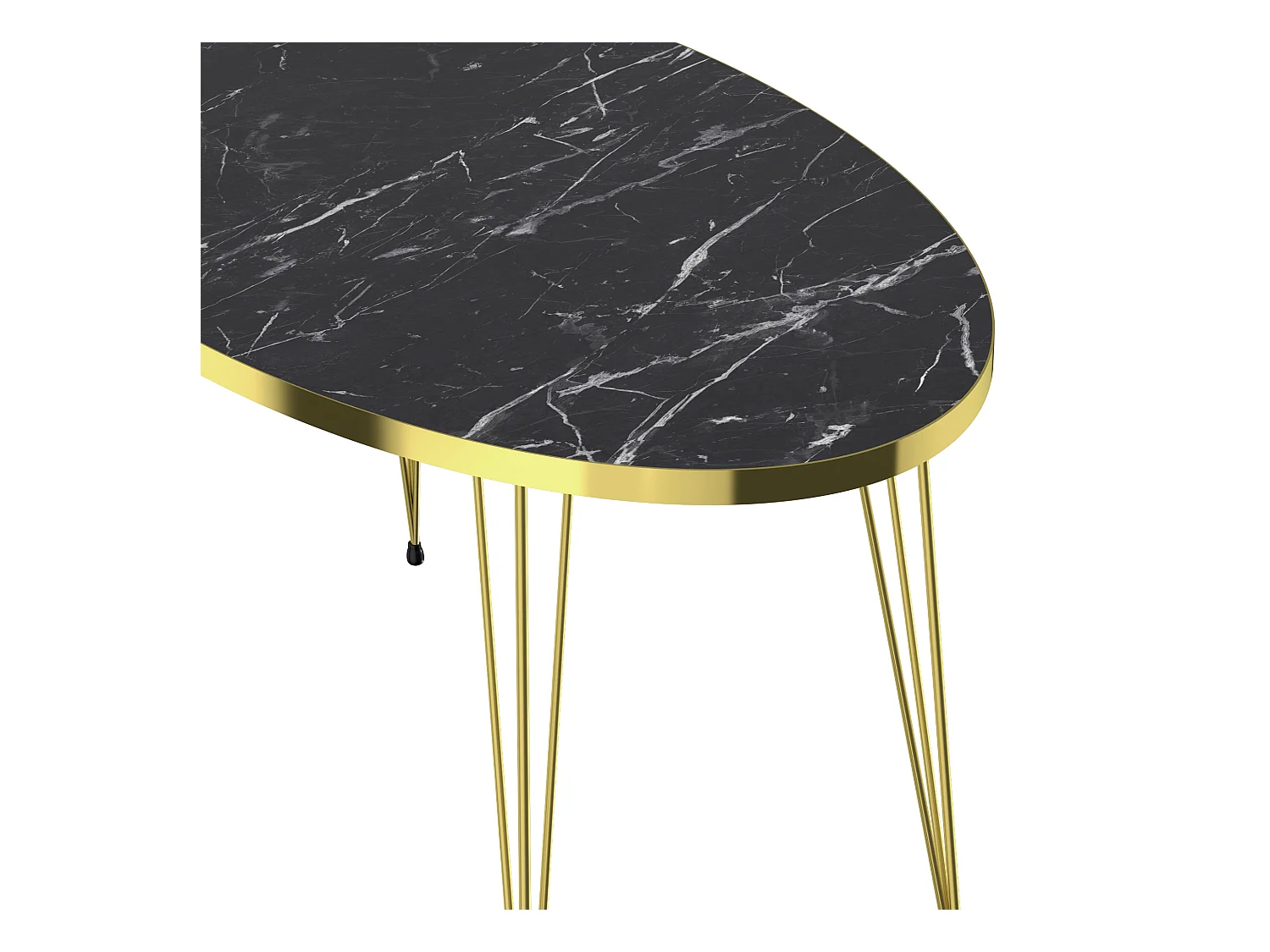 Table basse Skævinge ovale 43 x 90 x 50 cm marbre noir or [en.casa]