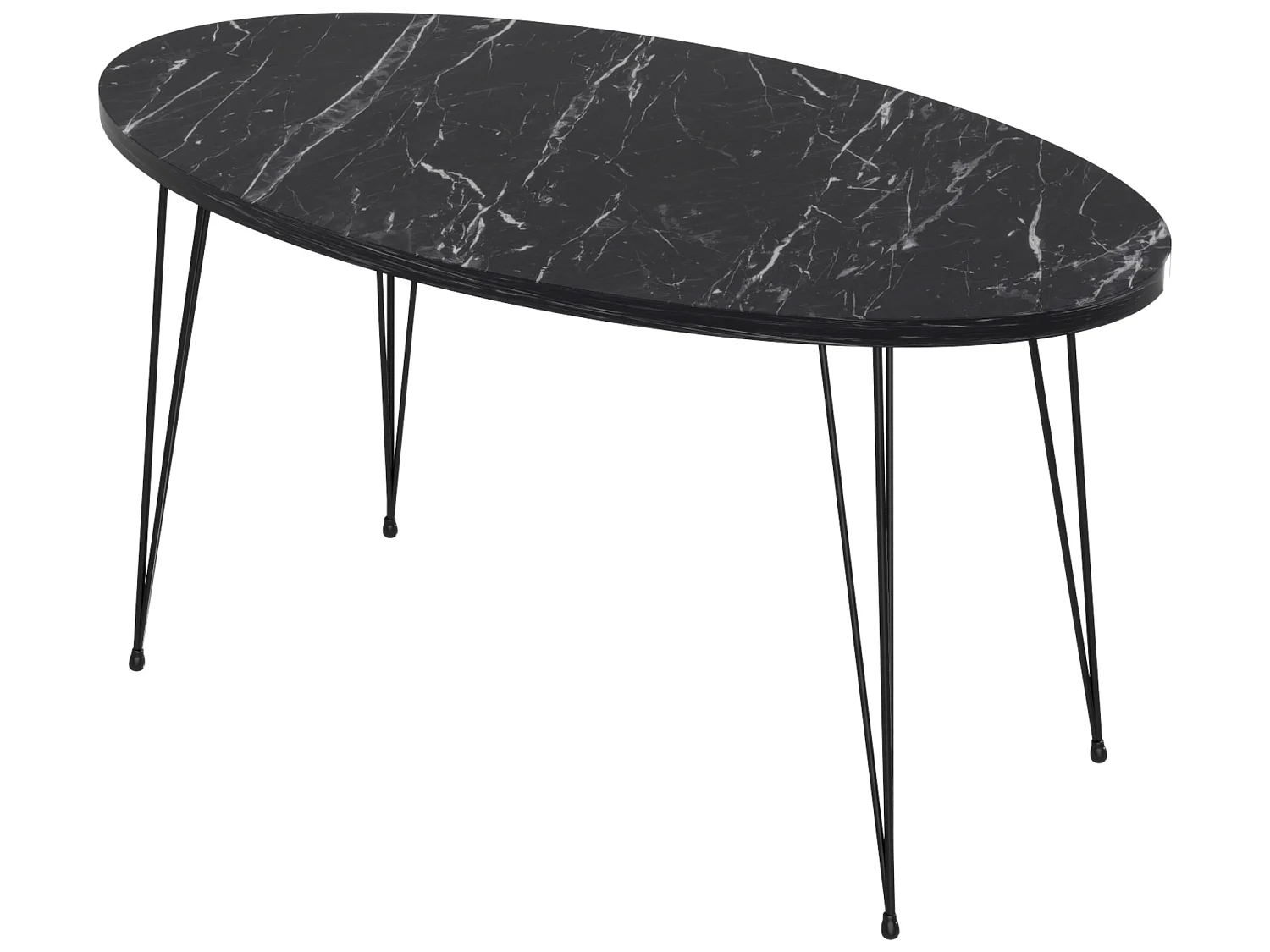 Table basse Skævinge ovale 43 x 90 x 50 cm marbre noir [en.casa]