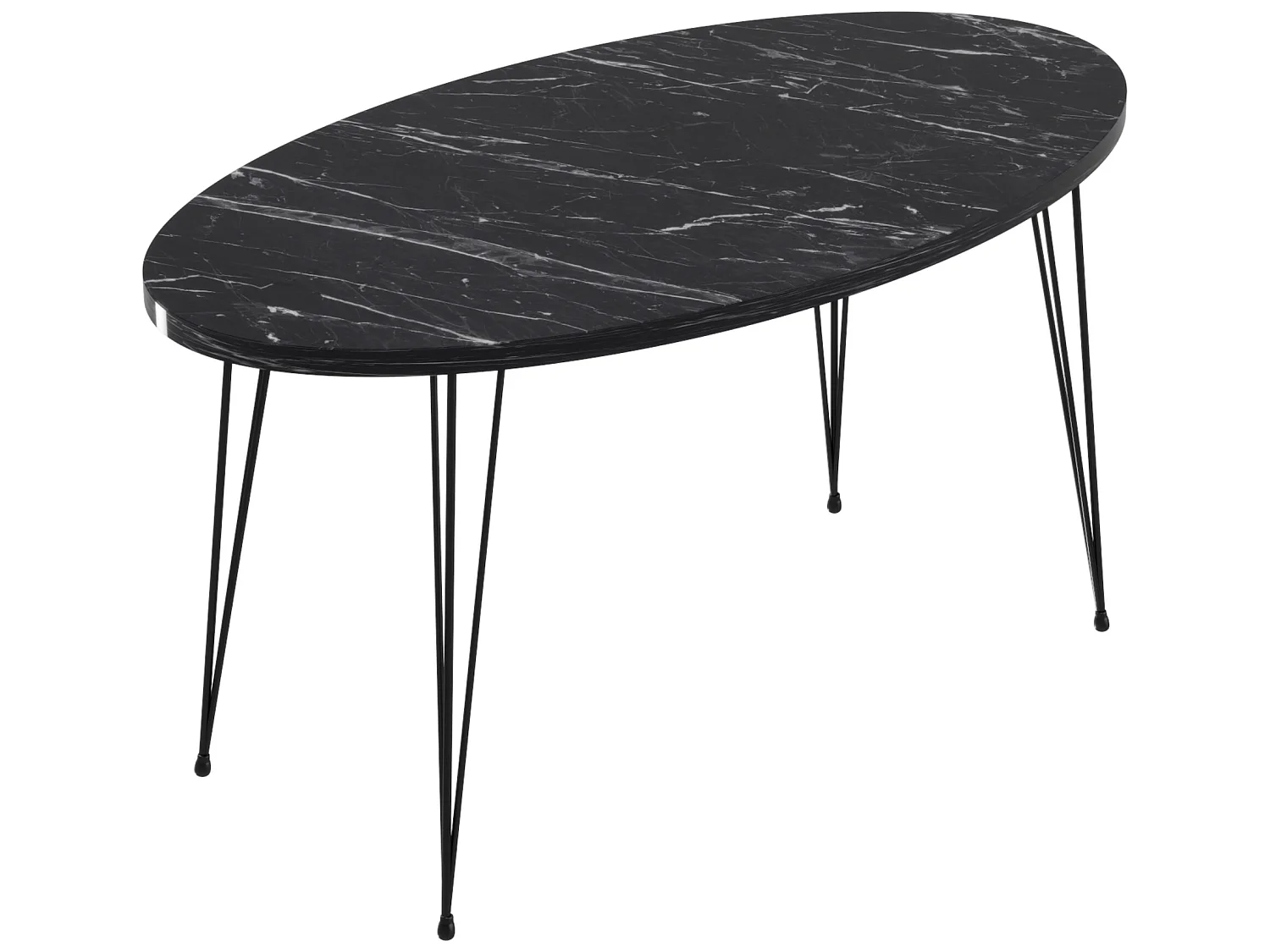 Table basse Skævinge ovale 43 x 90 x 50 cm marbre noir [en.casa]