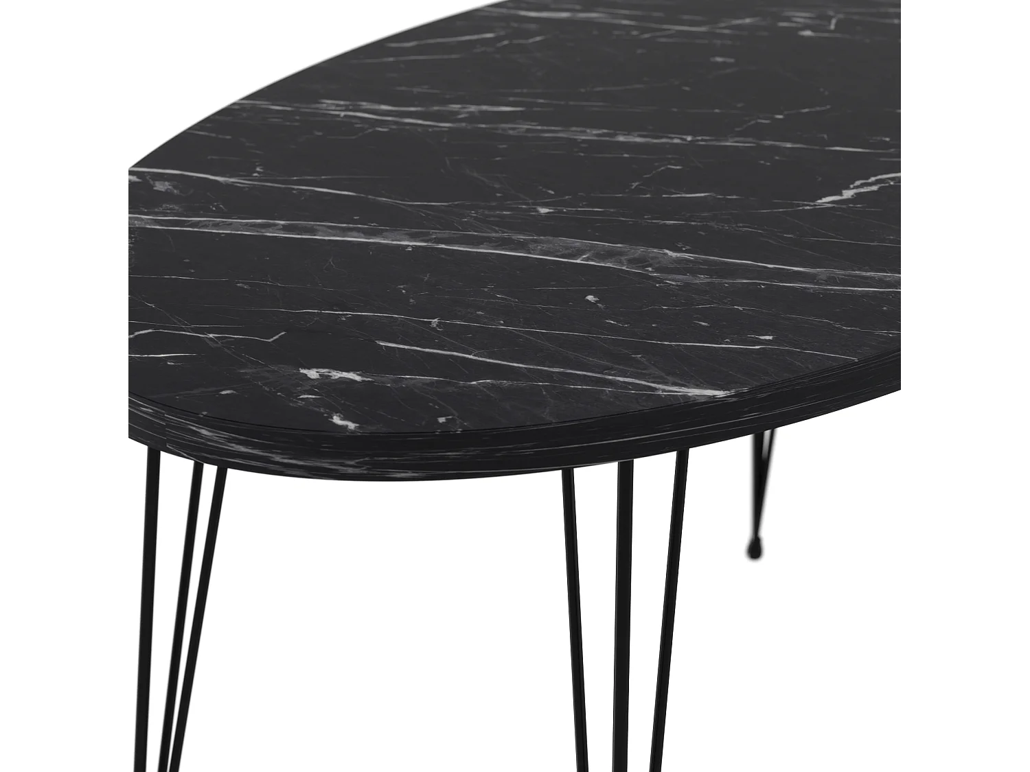 Table basse Skævinge ovale 43 x 90 x 50 cm marbre noir [en.casa]