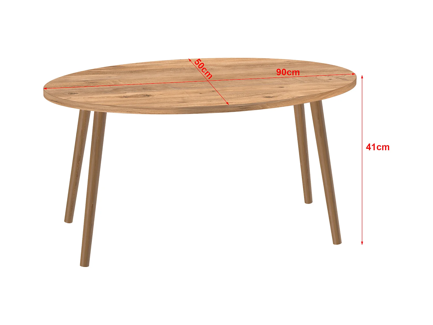 Table basse Sindal ovale 41 x 90 x 50 cm naturel [en.casa]