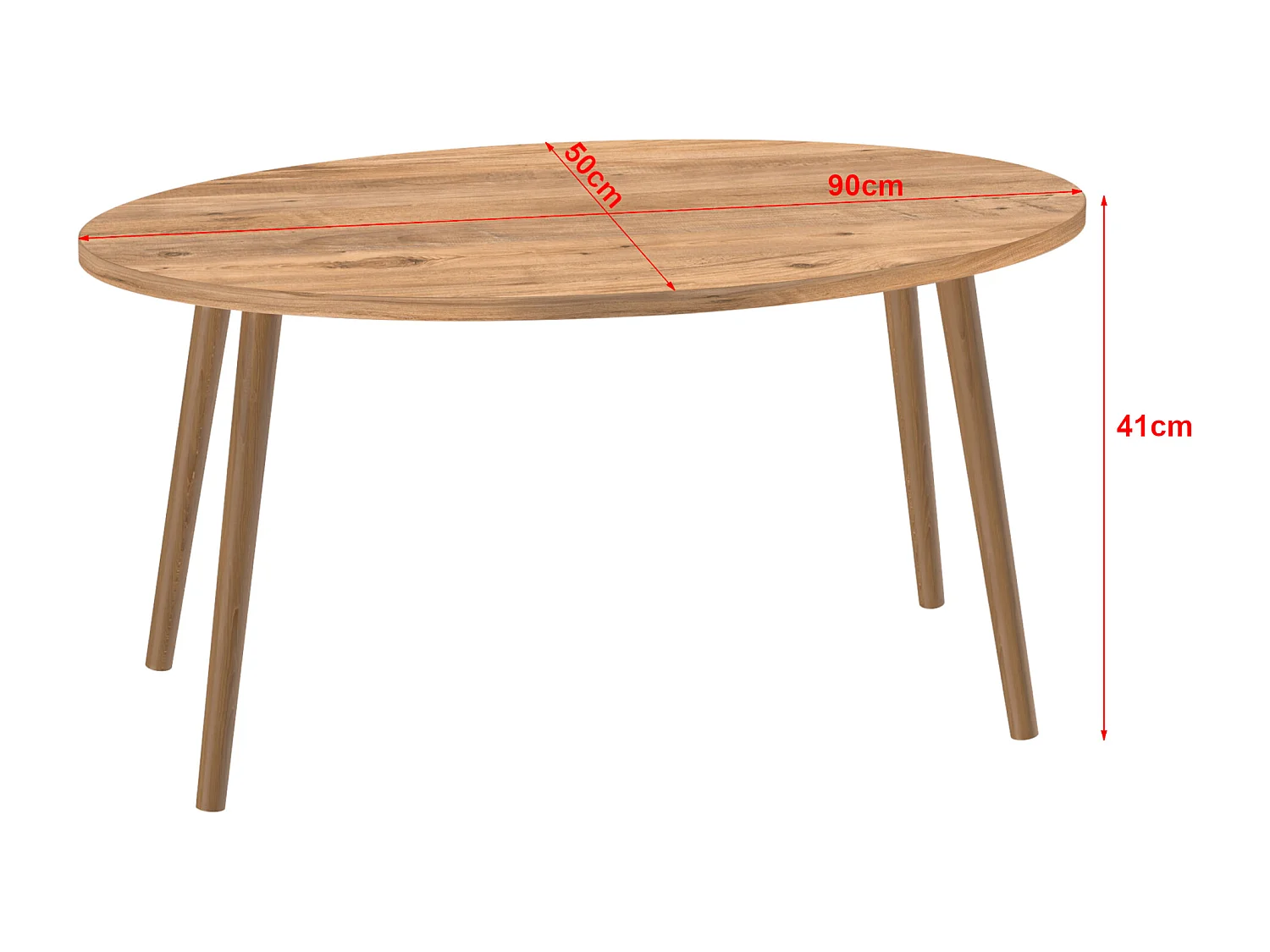 Table basse Sindal ovale 41 x 90 x 50 cm naturel [en.casa]