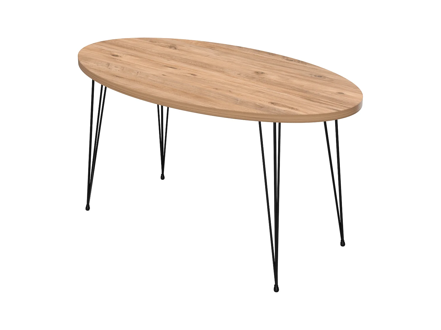 Table basse Skævinge ovale 43 x 90 x 50 cm naturel noir [en.casa]