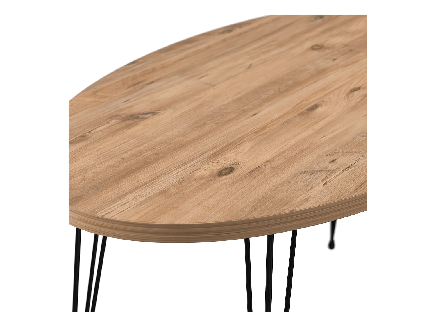 Table basse Skævinge ovale 43 x 90 x 50 cm naturel noir [en.casa]