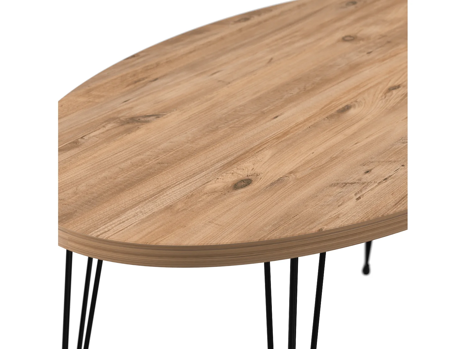 Table basse Skævinge ovale 43 x 90 x 50 cm naturel noir [en.casa]