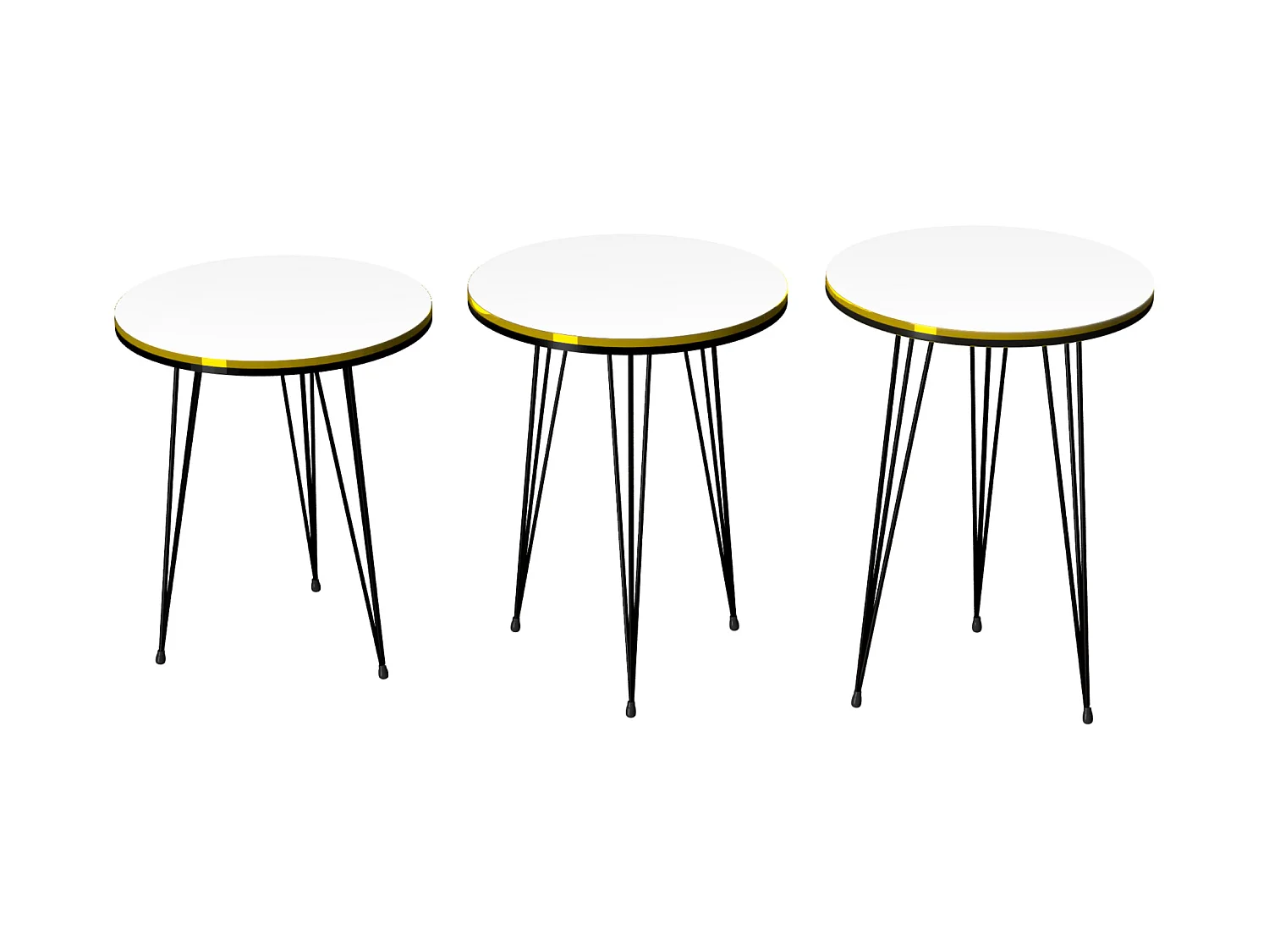 Set de 3 tables d'appoint Ry rondes gigognes blanc noir [en.casa]