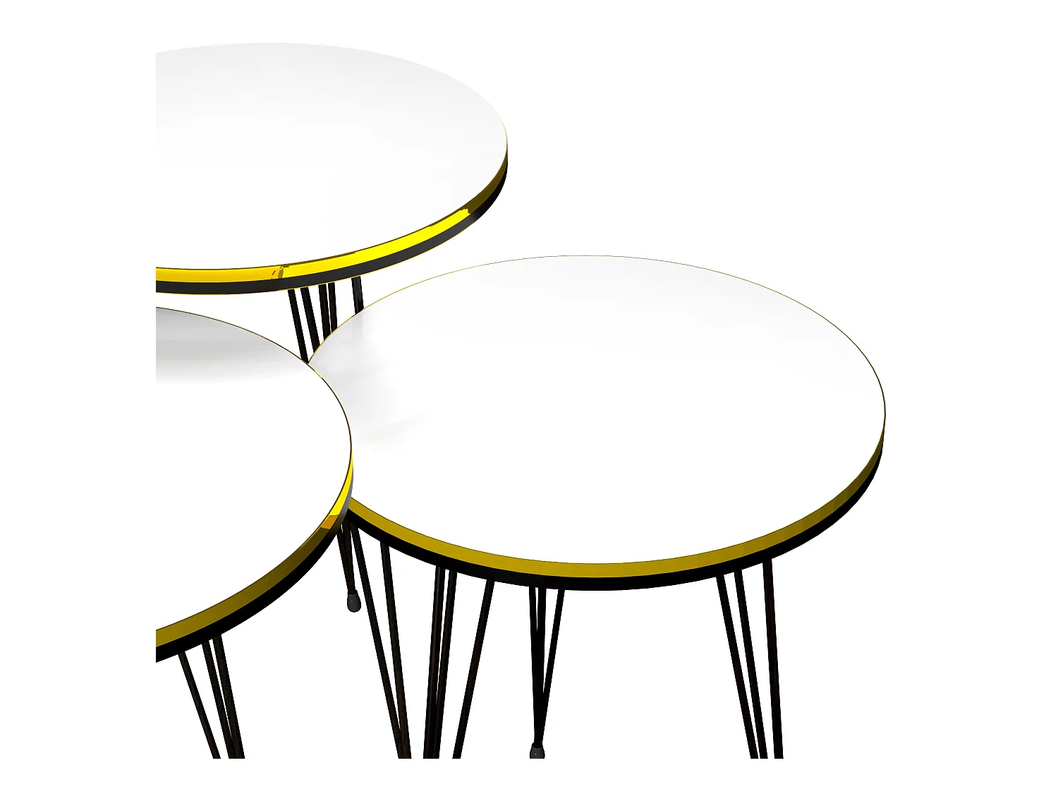Set de 3 tables d'appoint Ry rondes gigognes blanc noir [en.casa]