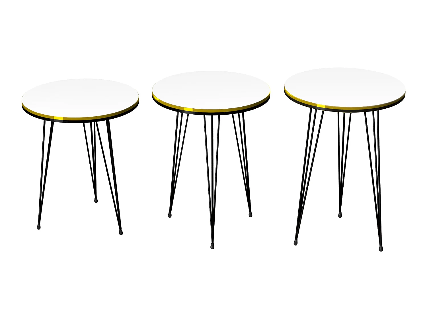 Set de 3 tables d'appoint Ry rondes gigognes blanc noir [en.casa]