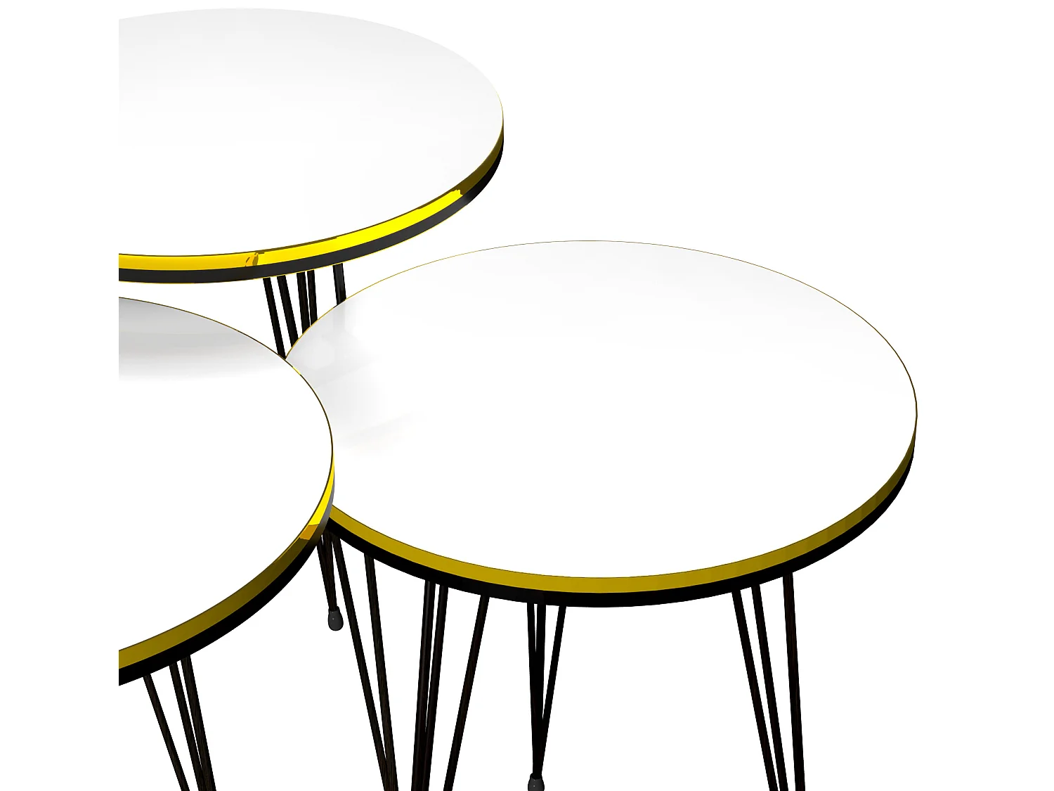 Set de 3 tables d'appoint Ry rondes gigognes blanc noir [en.casa]