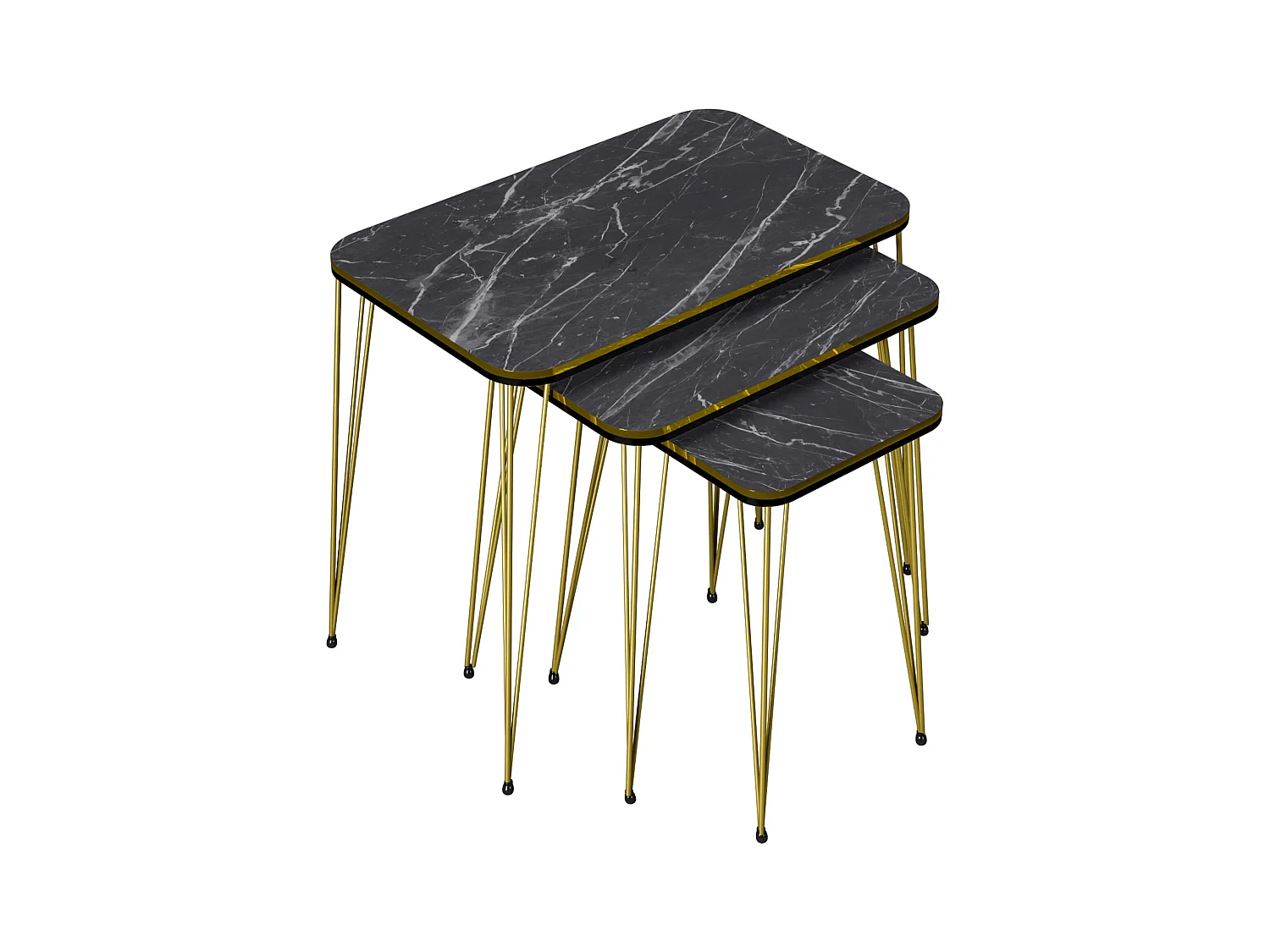 Set de 3 tables d'appoint Rudkøbing rectangulaires gigognes noir [en.casa]